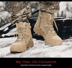 Men’s Winter Military Combat Fleece-Lined Snow Hiking Boots Outdoor