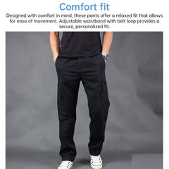 Men’s Cotton Cargo Overalls Straight-Leg Multi-Pocket Hiking Camping Pants