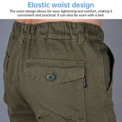 Men’s Cotton Cargo Overalls Straight-Leg Multi-Pocket Hiking Camping Pants