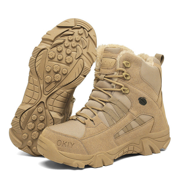 Men’s Winter Military Combat Fleece-Lined Snow Hiking Boots Outdoor