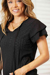 Flutter Sleeve Top – Exquisite Elegance Women's Blouse