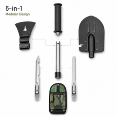 6-in-1 Multi Tool Survival Kit Shovel Knife Axe Saw Nail Puller w/ Pouch Outdoor Gear Camping