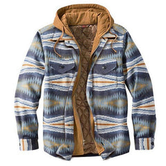 Men’s Plaid Hooded Long Sleeve Warm Casual Shirt Jacket Autumn Winter