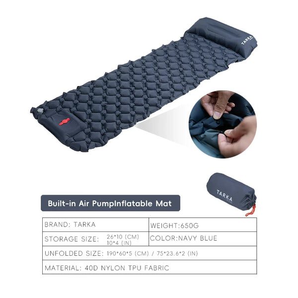 Inflatable Camping Air Cushion Sleeping Pad With Pillow Self-Inflating Mattress
