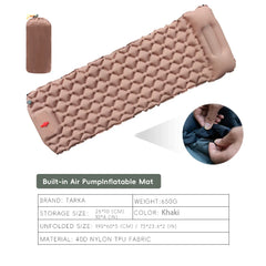 Inflatable Camping Air Cushion Sleeping Pad With Pillow Self-Inflating Mattress