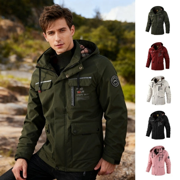 Men’s Hooded Waterproof Windbreaker Soft Shell Winter Warm Casual Jacket