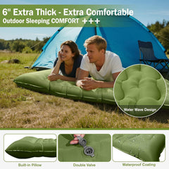 Ultralight Inflatable Camping Sleeping Pad Built-in Pump Pillow Thick Mat