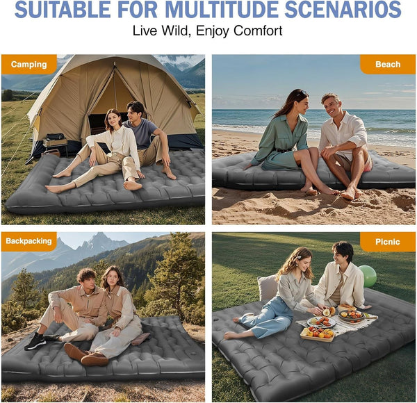 Ultralight Inflatable Camping Sleeping Pad Built-in Pump Pillow Thick Mat