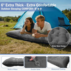 Ultralight Inflatable Camping Sleeping Pad Built-in Pump Pillow Thick Mat