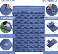 Ultralight Inflatable Camping Sleeping Pad Built-in Pump Pillow Thick Mat