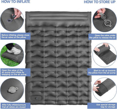 Ultralight Inflatable Camping Sleeping Pad Built-in Pump Pillow Thick Mat