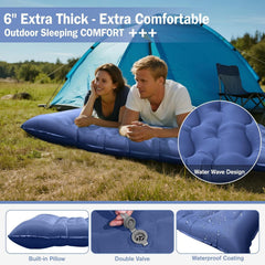 Ultralight Inflatable Camping Sleeping Pad Built-in Pump Pillow Thick Mat