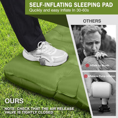 Ultralight Inflatable Camping Sleeping Pad Built-in Pump Pillow Thick Mat