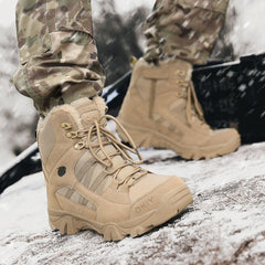 Men’s Winter Military Combat Fleece-Lined Snow Hiking Boots Outdoor