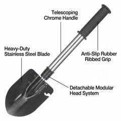 6-in-1 Multi Tool Survival Kit Shovel Knife Axe Saw Nail Puller w/ Pouch Outdoor Gear Camping