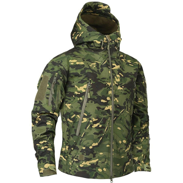 Men’s Green Camouflage Lightweight Water-Resistant Tactical Windbreaker Outdoor Jacket