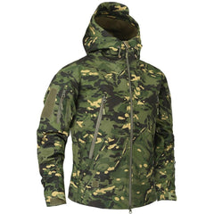 Men’s Green Camouflage Lightweight Water-Resistant Tactical Windbreaker Outdoor Jacket