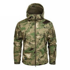 Men’s Green Camouflage Lightweight Water-Resistant Tactical Windbreaker Outdoor Jacket