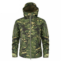 Men’s Green Camouflage Lightweight Water-Resistant Tactical Windbreaker Outdoor Jacket