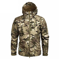 Men’s Green Camouflage Lightweight Water-Resistant Tactical Windbreaker Outdoor Jacket