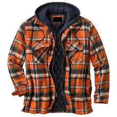 Men’s Plaid Hooded Long Sleeve Warm Casual Shirt Jacket Autumn Winter