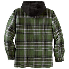 Men’s Plaid Hooded Long Sleeve Warm Casual Shirt Jacket Autumn Winter