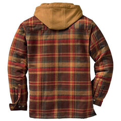 Men’s Plaid Hooded Long Sleeve Warm Casual Shirt Jacket Autumn Winter