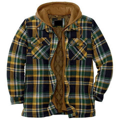 Men’s Plaid Hooded Long Sleeve Warm Casual Shirt Jacket Autumn Winter