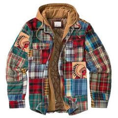 Men’s Plaid Hooded Long Sleeve Warm Casual Shirt Jacket Autumn Winter