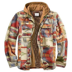 Men’s Plaid Hooded Long Sleeve Warm Casual Shirt Jacket Autumn Winter