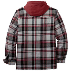Men’s Plaid Hooded Long Sleeve Warm Casual Shirt Jacket Autumn Winter