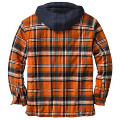 Men’s Plaid Hooded Long Sleeve Warm Casual Shirt Jacket Autumn Winter
