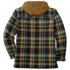 Men’s Plaid Hooded Long Sleeve Warm Casual Shirt Jacket Autumn Winter