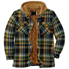 Men’s Plaid Hooded Long Sleeve Warm Casual Shirt Jacket Autumn Winter