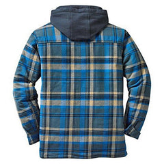 Men’s Plaid Hooded Long Sleeve Warm Casual Shirt Jacket Autumn Winter