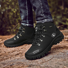Men Waterproof Tactical Hiking Boots Fur-Lined Winter Non-Slip Outdoor Shoes
