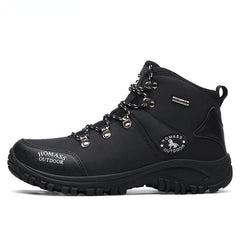 Men Waterproof Tactical Hiking Boots Fur-Lined Winter Non-Slip Outdoor Shoes