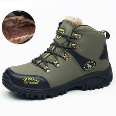Men Waterproof Tactical Hiking Boots Fur-Lined Winter Non-Slip Outdoor Shoes