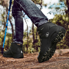 Men Waterproof Tactical Hiking Boots Fur-Lined Winter Non-Slip Outdoor Shoes