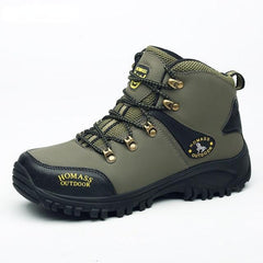 Men Waterproof Tactical Hiking Boots Fur-Lined Winter Non-Slip Outdoor Shoes