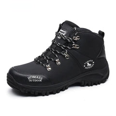 Men Waterproof Tactical Hiking Boots Fur-Lined Winter Non-Slip Outdoor Shoes