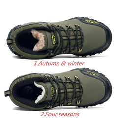 Men Waterproof Tactical Hiking Boots Fur-Lined Winter Non-Slip Outdoor Shoes