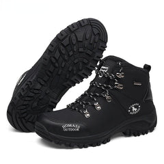 Men Waterproof Tactical Hiking Boots Fur-Lined Winter Non-Slip Outdoor Shoes