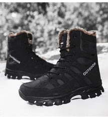 Men’s Mid-Cut Waterproof Hiking Boots Outdoor Winter Mountaineering Work Shoes