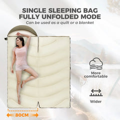 Cotton Envelope Portable Sleeping Bag with Compression Sack Camping Backpacking Gear
