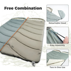 Cotton Envelope Portable Sleeping Bag with Compression Sack Camping Backpacking Gear
