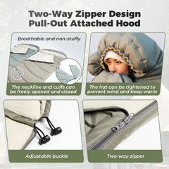 Cotton Envelope Portable Sleeping Bag with Compression Sack Camping Backpacking Gear