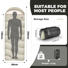 Cotton Envelope Portable Sleeping Bag with Compression Sack Camping Backpacking Gear