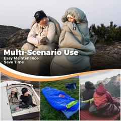 Cotton Envelope Portable Sleeping Bag with Compression Sack Camping Backpacking Gear